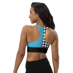 Longline sports bra Teal and Houndstooth - SAVANNAHWOOD