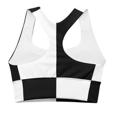 Longline sports bra Black and White Block - SAVANNAHWOOD