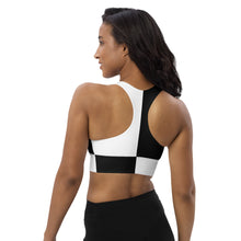 Longline sports bra Black and White Block - SAVANNAHWOOD