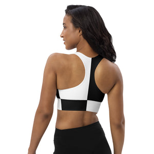 Longline sports bra Black and White Block - SAVANNAHWOOD