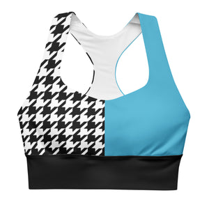 Longline sports bra Teal and Houndstooth - SAVANNAHWOOD