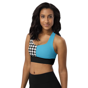 Longline sports bra Teal and Houndstooth - SAVANNAHWOOD