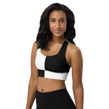 Longline sports bra Black and White Block - SAVANNAHWOOD