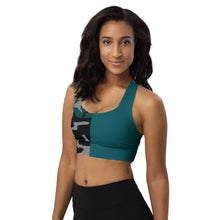 Longline sports bra Gray, Teal, and Black Camouflage - SAVANNAHWOOD