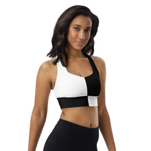 Longline sports bra Black and White Block - SAVANNAHWOOD