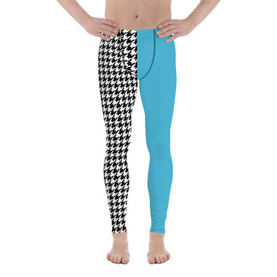 Men's Leggings Teal and Houndstooth - SAVANNAHWOOD