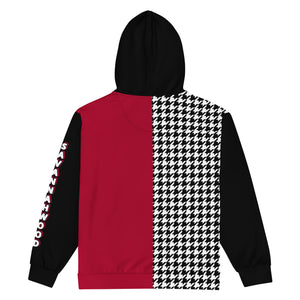 Unisex zip hoodie Red and Houndstooth - SAVANNAHWOOD