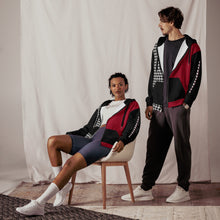 Unisex zip hoodie Red and Houndstooth - SAVANNAHWOOD
