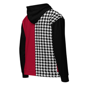 Unisex zip hoodie Red and Houndstooth - SAVANNAHWOOD