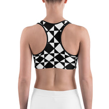Savannahwood Black and White Abstract Tile Sports Bra - SAVANNAHWOOD