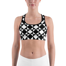 Savannahwood Black and White Abstract Tile Sports Bra - SAVANNAHWOOD