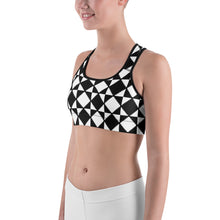 Savannahwood Black and White Abstract Tile Sports Bra - SAVANNAHWOOD