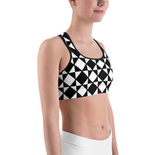 Savannahwood Black and White Abstract Tile Sports Bra - SAVANNAHWOOD
