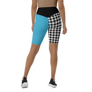 Biker Shorts Teal and Houndstooth - SAVANNAHWOOD