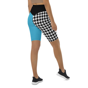 Biker Shorts Teal and Houndstooth - SAVANNAHWOOD