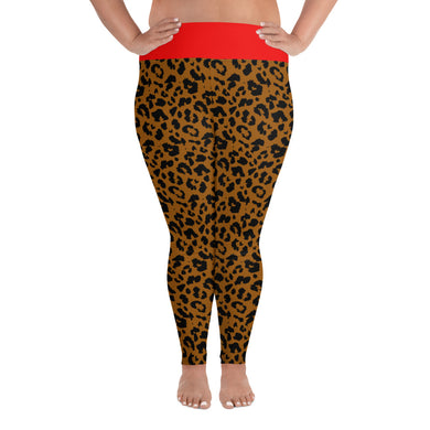 Plus Size Leggings Leopard and Red - SAVANNAHWOOD