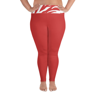 Plus Size Leggings Red and White Zebra - SAVANNAHWOOD