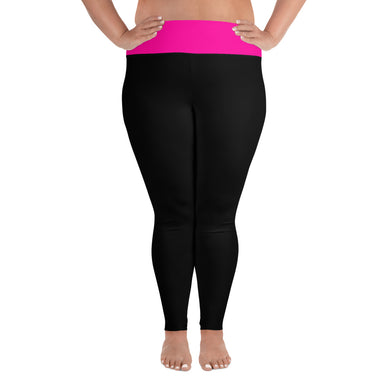 Plus Size Leggings Black and Neon Pink - SAVANNAHWOOD