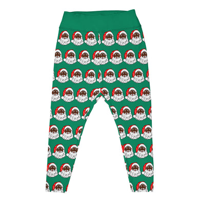 Plus Size Leggings African American Santa Green - SAVANNAHWOOD