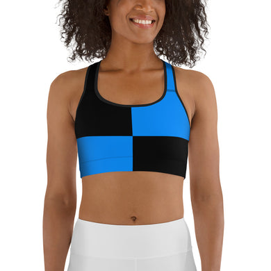 Sports Bra Blue and Black Checker - SAVANNAHWOOD