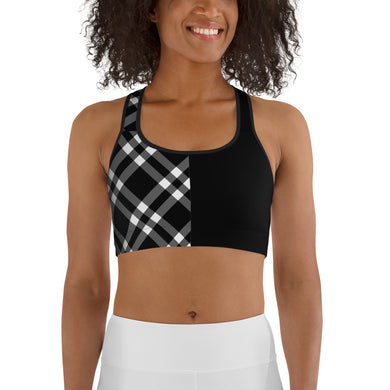 Sports Bra Black and White Gingham - SAVANNAHWOOD