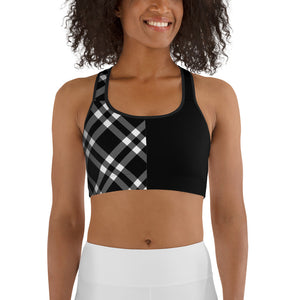 Sports Bra Black and White Gingham - SAVANNAHWOOD