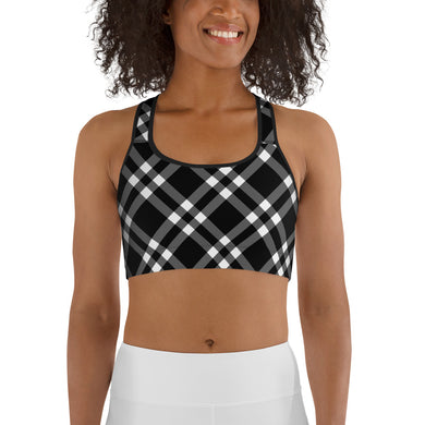 Sports Bra Black and White Gingham - SAVANNAHWOOD