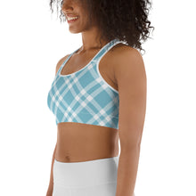Sports Bra Teal Blue and White Gingham - SAVANNAHWOOD