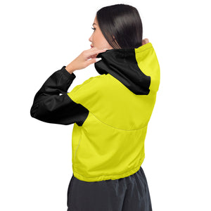 Women’s cropped windbreaker Neon Yellow and Black - SAVANNAHWOOD