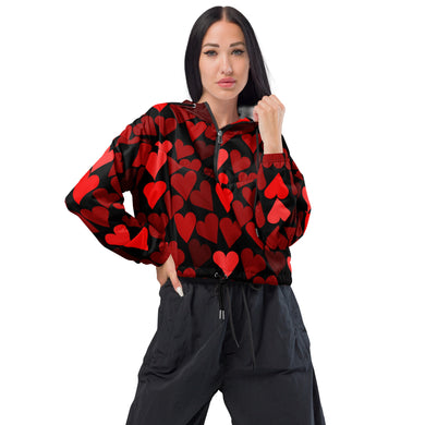 Women’s cropped windbreaker Full of Hearts - SAVANNAHWOOD