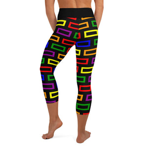 Yoga Capri Leggings Colorful Blocks - SAVANNAHWOOD
