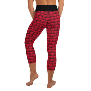 Yoga Capri Leggings Red and Black - SAVANNAHWOOD