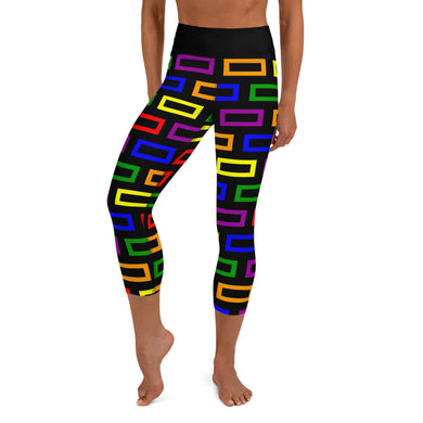 Yoga Capri Leggings Colorful Blocks - SAVANNAHWOOD