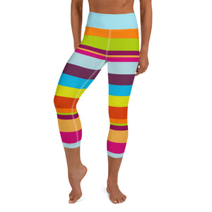 Yoga Capri Leggings Striped - SAVANNAHWOOD