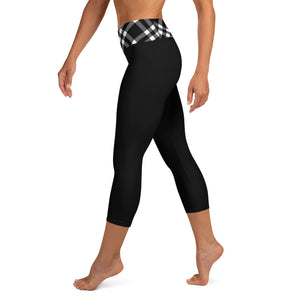 Yoga Capri Leggings Black and White Gingham - SAVANNAHWOOD