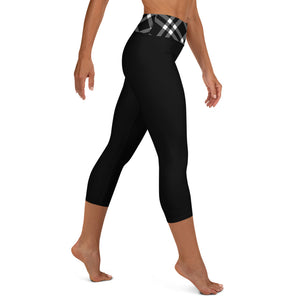 Yoga Capri Leggings Black and White Gingham - SAVANNAHWOOD
