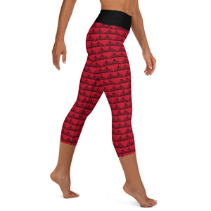 Yoga Capri Leggings Red and Black - SAVANNAHWOOD