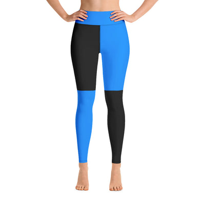 Yoga Leggings Black and Blue Checker - SAVANNAHWOOD