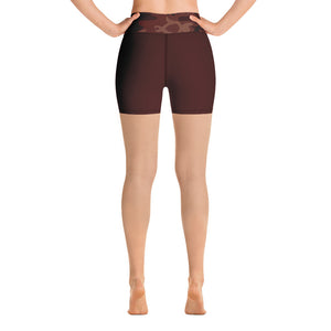 Burgundy Camouflage Yoga Shorts - SAVANNAHWOOD
