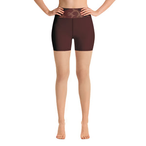 Burgundy Camouflage Yoga Shorts - SAVANNAHWOOD