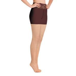 Burgundy Camouflage Yoga Shorts - SAVANNAHWOOD