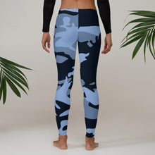 Navy Blue and Light Blue Camouflage Leggings - SAVANNAHWOOD