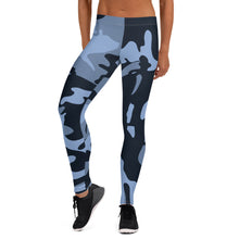 Navy Blue and Light Blue Camouflage Leggings - SAVANNAHWOOD
