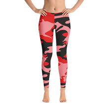 Pink, Red and Black Camouflage Leggings - SAVANNAHWOOD