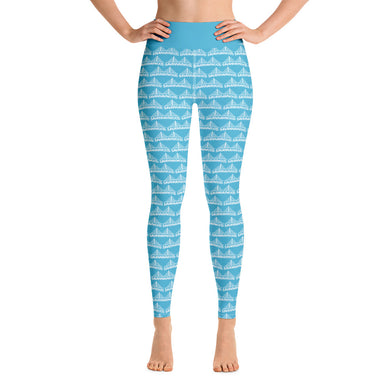 Yoga Leggings Blue And White - SAVANNAHWOOD