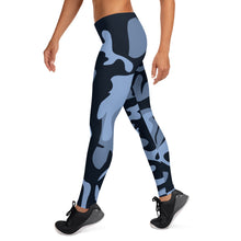 Navy Blue and Light Blue Camouflage Leggings - SAVANNAHWOOD