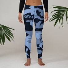 Navy Blue and Light Blue Camouflage Leggings - SAVANNAHWOOD