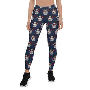 Leggings Snowman Navy Blue - SAVANNAHWOOD