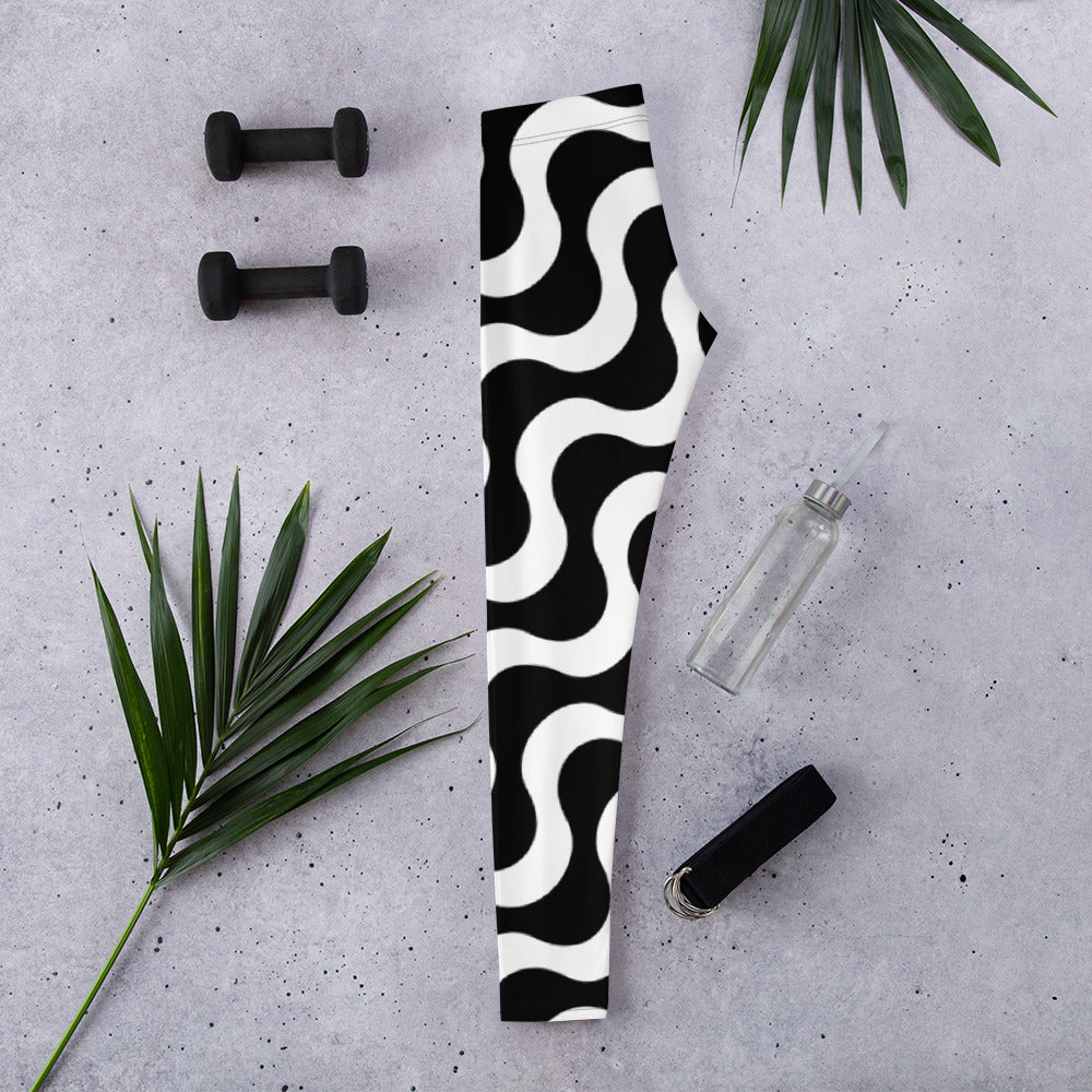 Leggings Black and White Designed - SAVANNAHWOOD