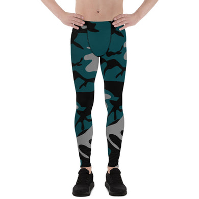 Gray, Teal and Black Men's Leggings - SAVANNAHWOOD